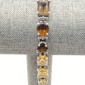 ADI 925 Sterling Silver Bracelet Vintage Citrine Yellow 7.5"
